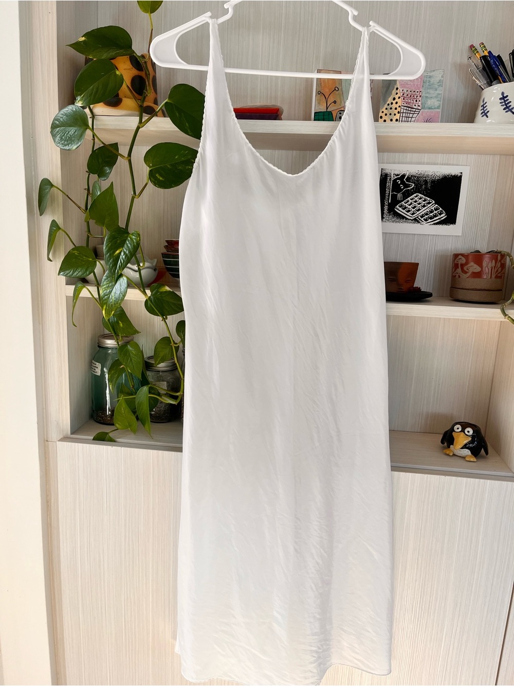 VTG Nordstrom White Slip with Adjustable Spaghetti Straps